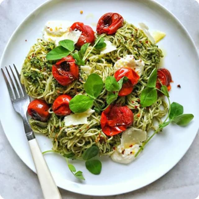 Pea Shoot Pesto Pasta